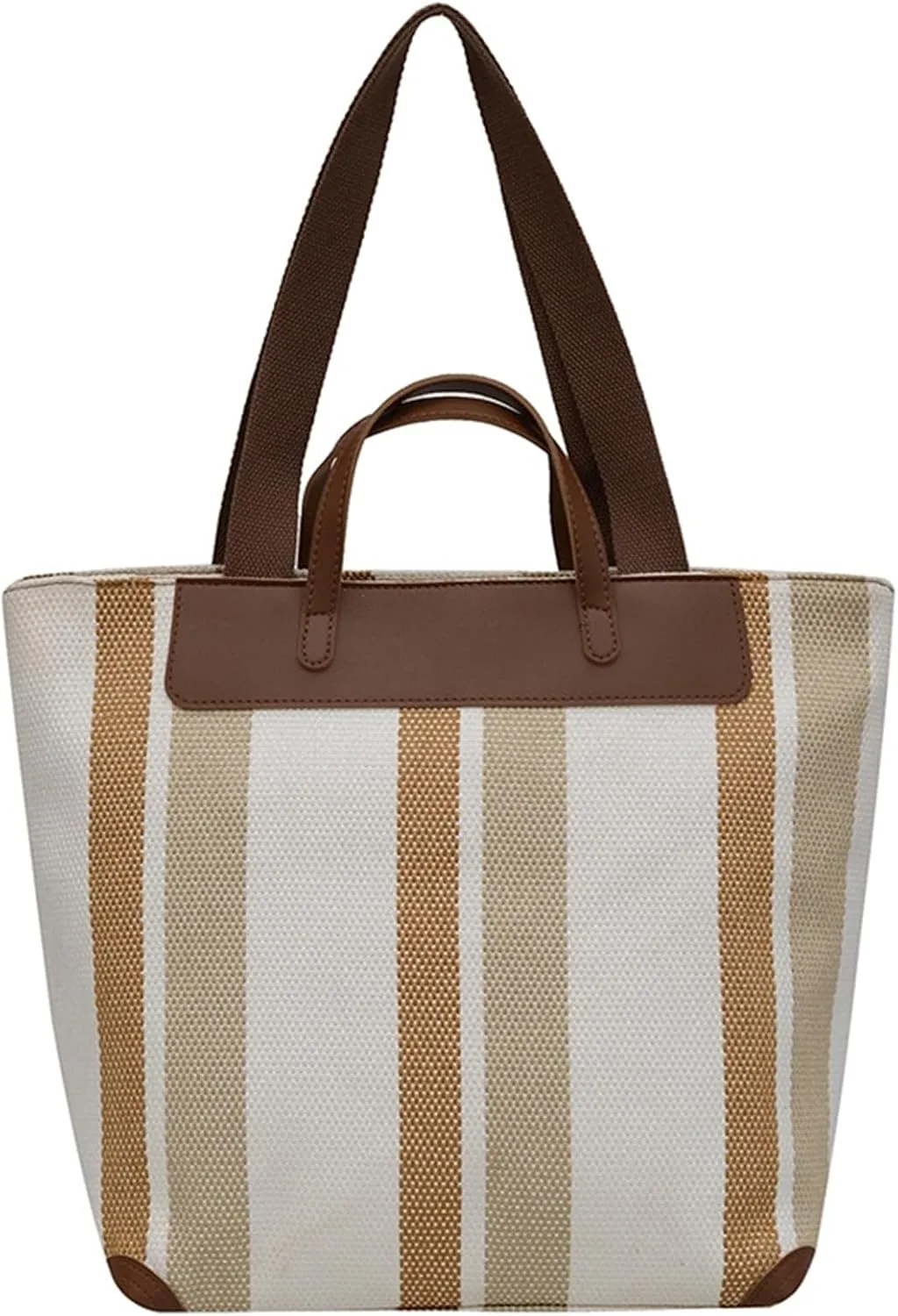 Fashion Canvas Tote Bag Women 2024 Large Capacity Handbag Casual College Striped Color Block Shoulder Bag
