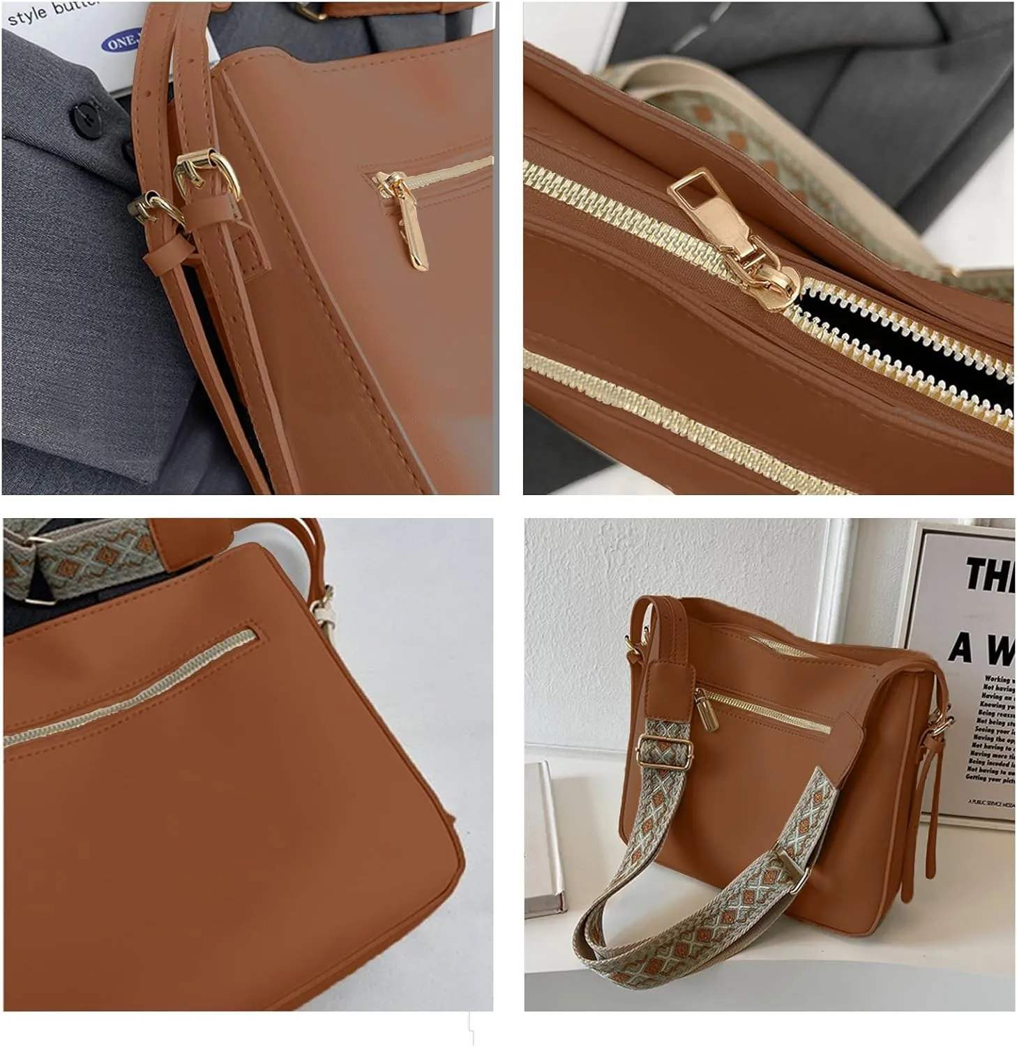 Fashion Crossbody Bags for Women, Retro Shoulder Bag, Wide Shoulder Strap Bag, Suitable for Casual, Shopping, Party