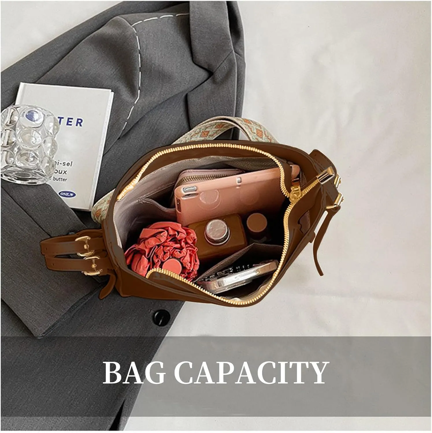 Fashion Crossbody Bags for Women, Retro Shoulder Bag, Wide Shoulder Strap Bag, Suitable for Casual, Shopping, Party