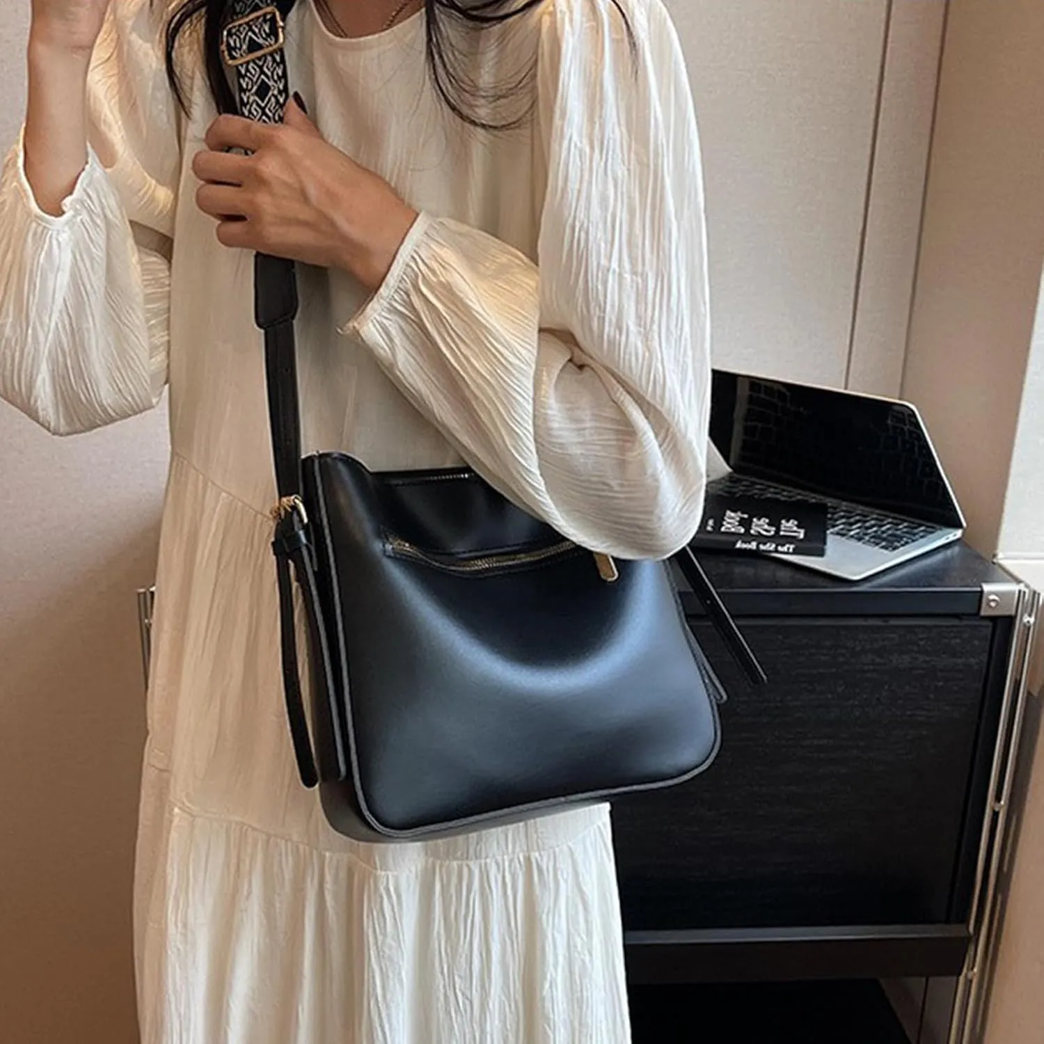 Fashion Crossbody Bags for Women, Retro Shoulder Bag, Wide Shoulder Strap Bag, Suitable for Casual, Shopping, Party