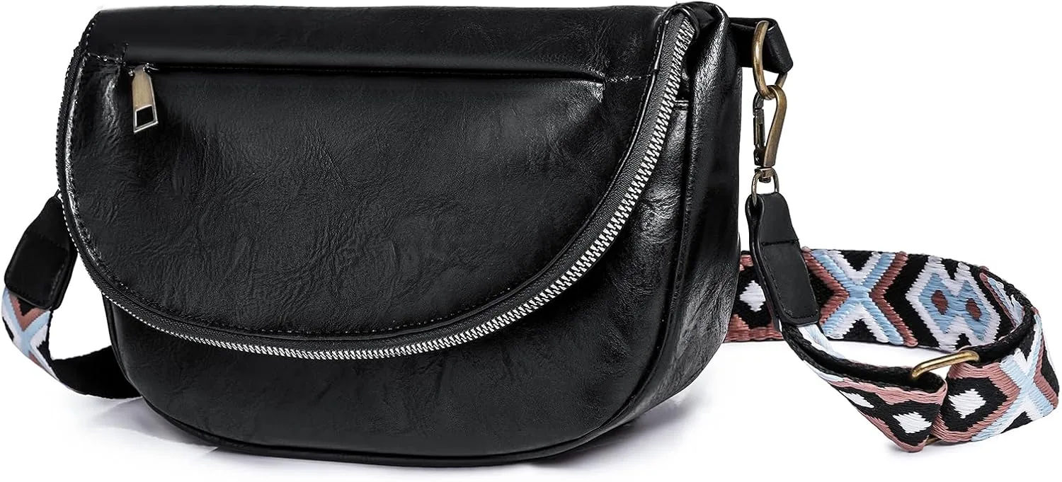 Fashion Crossbody Bags for Women Vegan Leather Quilted Crossbody Purses Shoulder Bag with Wide Strap