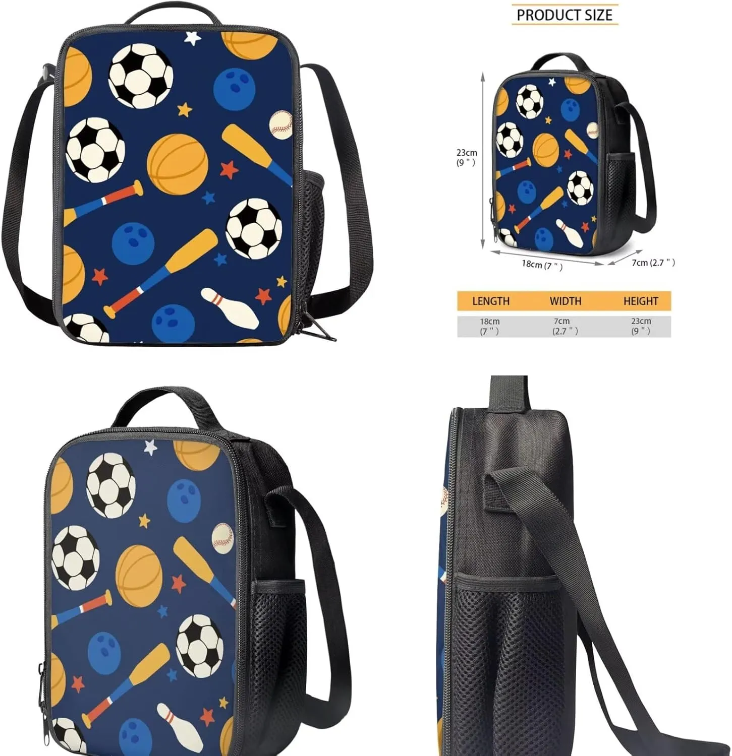 Fashion Kids Backpack Set, 3-Piece School Bag with Lunch Bag & Pencil Case, Waterproof & Sturdy Design Fashion Girls Daypack for School Basketball Design