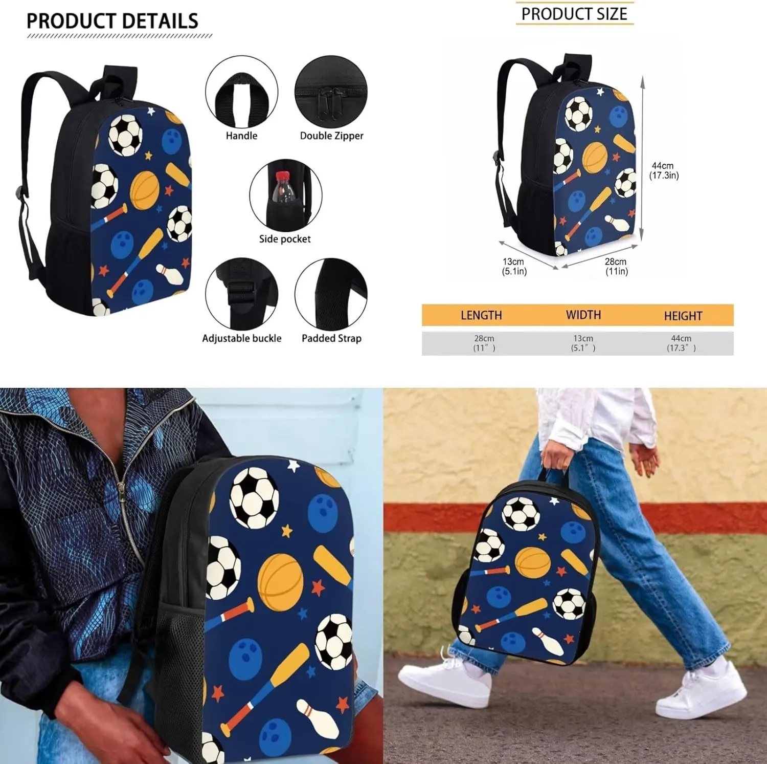 Fashion Kids Backpack Set, 3-Piece School Bag with Lunch Bag & Pencil Case, Waterproof & Sturdy Design Fashion Girls Daypack for School Basketball Design