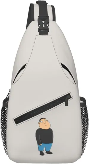 Fat Man Cartoon Character Crossbody Bags For Women Men Chest Backpack Gym Shoulder Bag Travel Outdoor Sports Casual Crossbody Bags