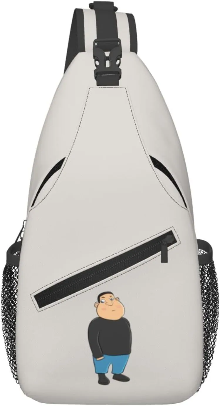 Fat Man Cartoon Character Crossbody Bags For Women Men Chest Backpack Gym Shoulder Bag Travel Outdoor Sports Casual Crossbody Bags