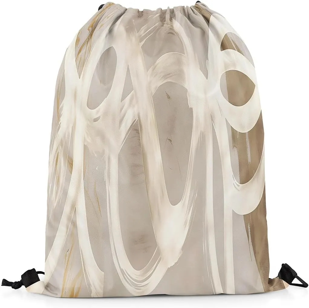 Feelyou Geometry Drawstring Backpack 13"x15.7" Stripes Sports Drawstring Sackpack for Abstract Drawstring Bags Women Men Modern Striped Art Waterproof Cinch Bag
