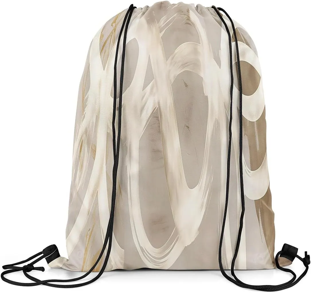Feelyou Geometry Drawstring Backpack 13"x15.7" Stripes Sports Drawstring Sackpack for Abstract Drawstring Bags Women Men Modern Striped Art Waterproof Cinch Bag