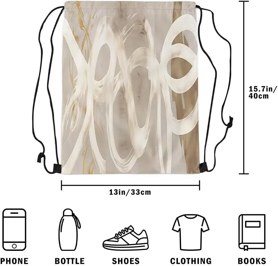 Feelyou Geometry Drawstring Backpack 13"x15.7" Stripes Sports Drawstring Sackpack for Abstract Drawstring Bags Women Men Modern Striped Art Waterproof Cinch Bag