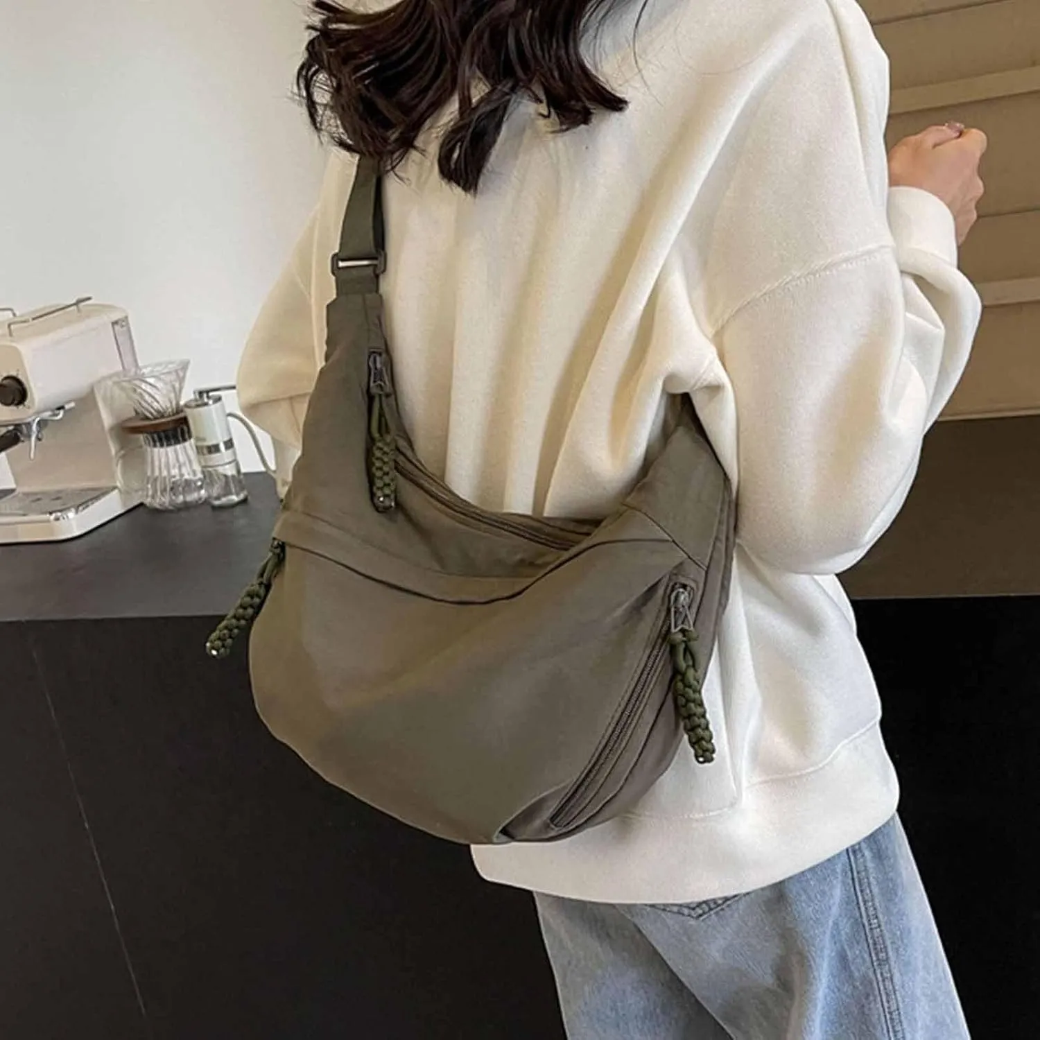 Festivalment Crossbody Bag, Fashion Plain Color Nylon Crossbody Bag, Casual Lightweight Nylon Crossbody Bags for Women