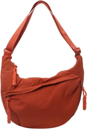 Festivalment Crossbody Bag, Fashion Plain Color Nylon Crossbody Bag, Cute Multi Pocket Sling Crescent Travel Size Purse