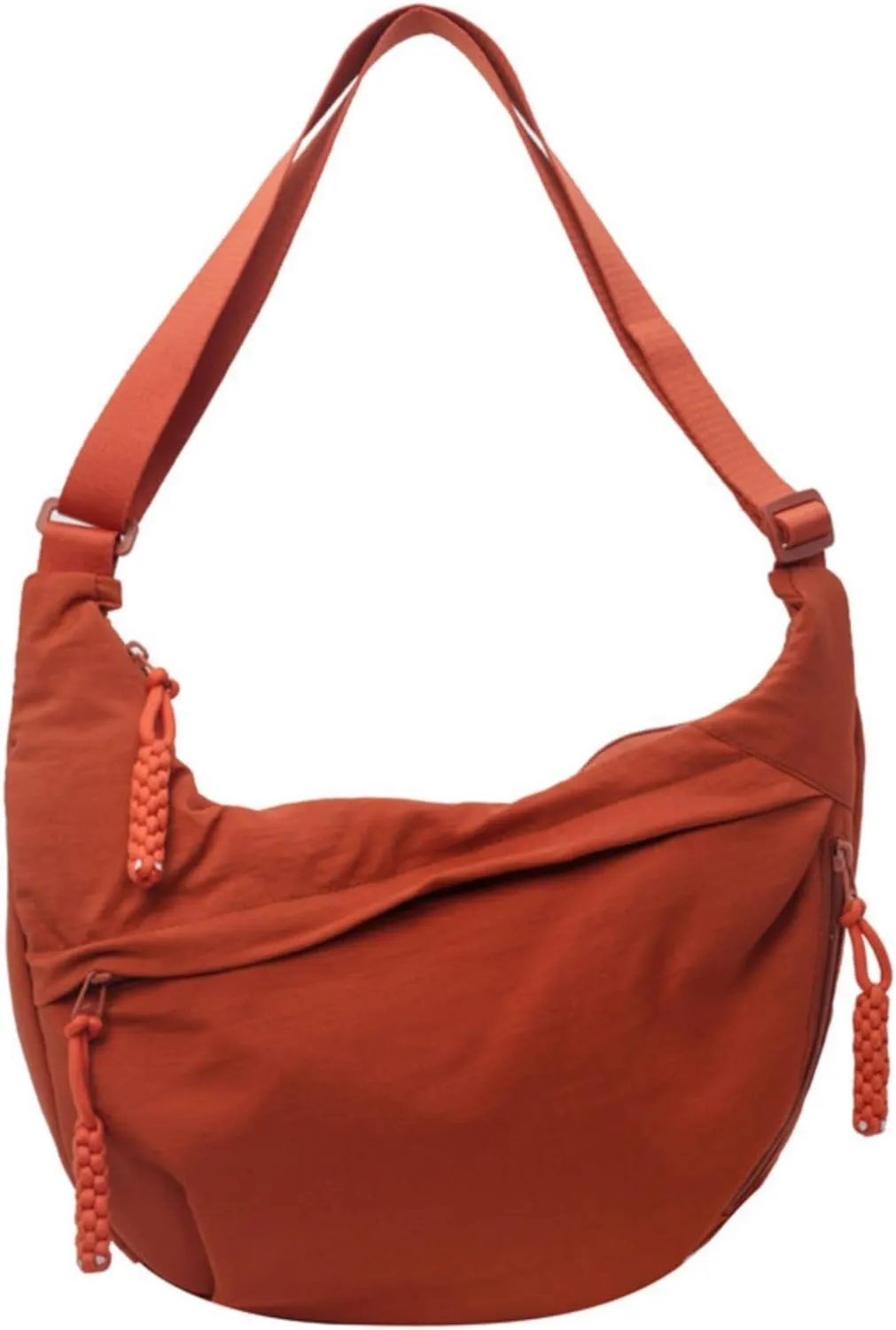 Festivalment Crossbody Bag, Fashion Plain Color Nylon Crossbody Bag, Cute Multi Pocket Sling Crescent Travel Size Purse