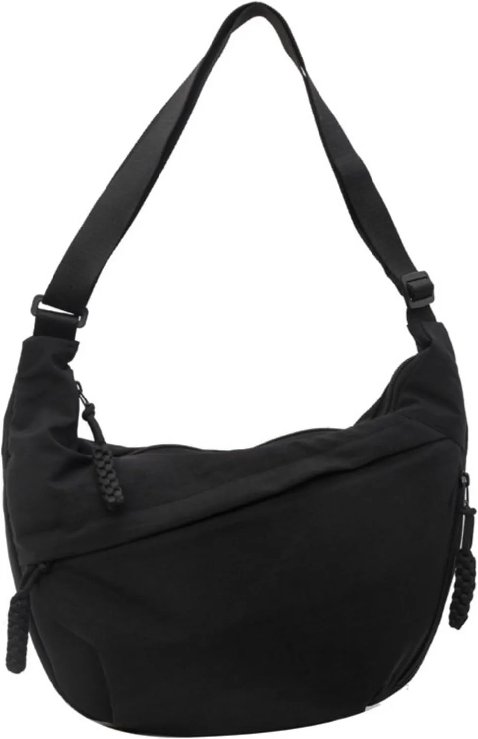 Festivalment Crossbody Bag, Fashion Plain Color Nylon Crossbody Bag, Cute Multi Pocket Sling Crescent Travel Size Purse