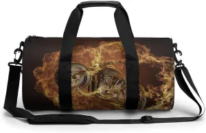 Fire Motorbike Dangerous Sport Compact Gym Bag Travel Duffel Bags Lightweight Foldable Sports Tote Gymbag