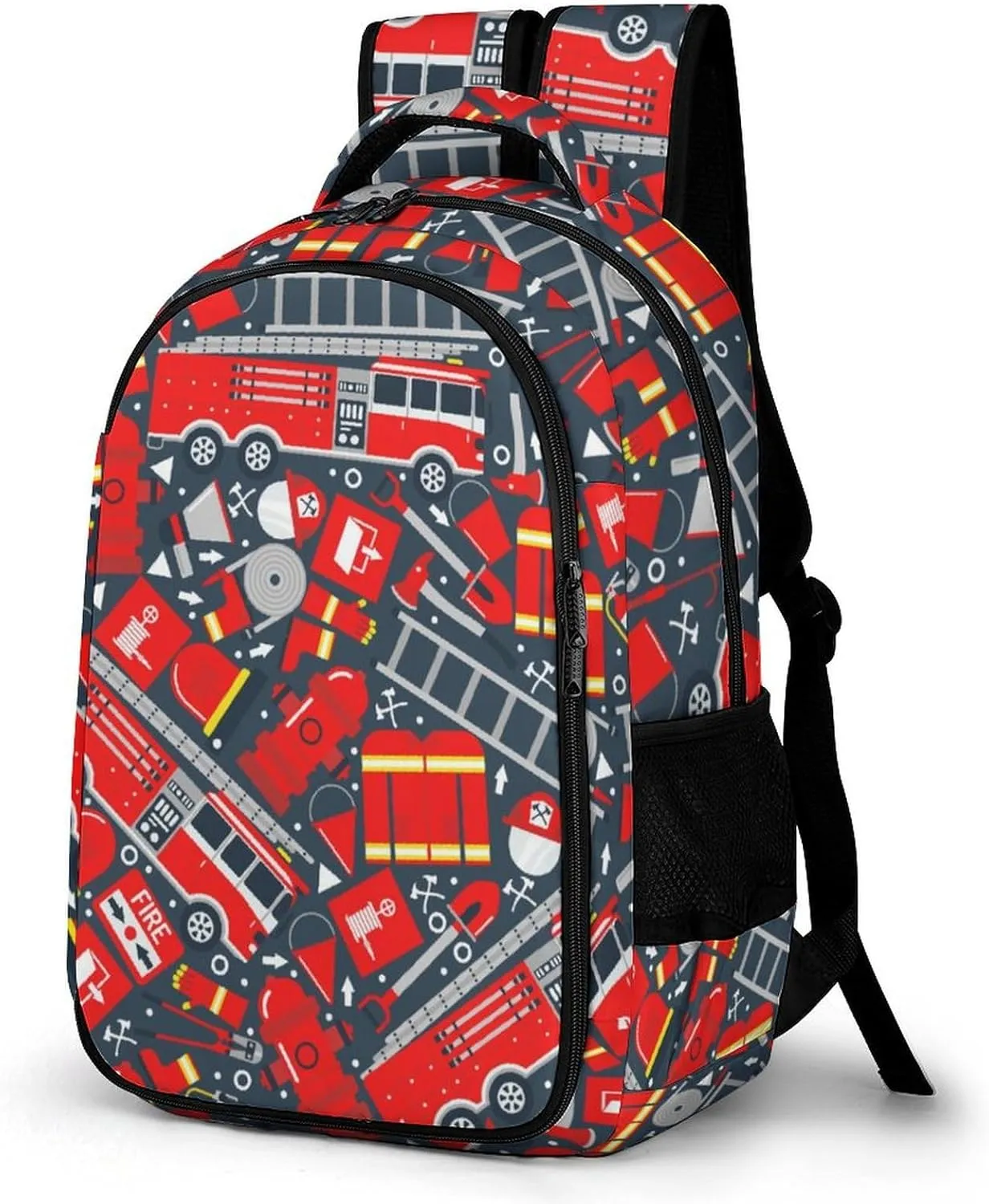 Fire Truck Hydrant Large Travel Backpack Flame Danger Bags Daypack Laptop Work Computer Hiking Back Packs with Multiple Pockets