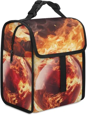 Fireball Lunch Bag Insulated Lunch Bag Adjustable Shoulder Strap Lunch Box Lunch Tote Bag Lunch Cooler Bag