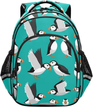 Fisyme Bird Atlantic Puffins Backpack Laptop Back Pack Daycare Bag Bookbag Travel School Backpacks Small