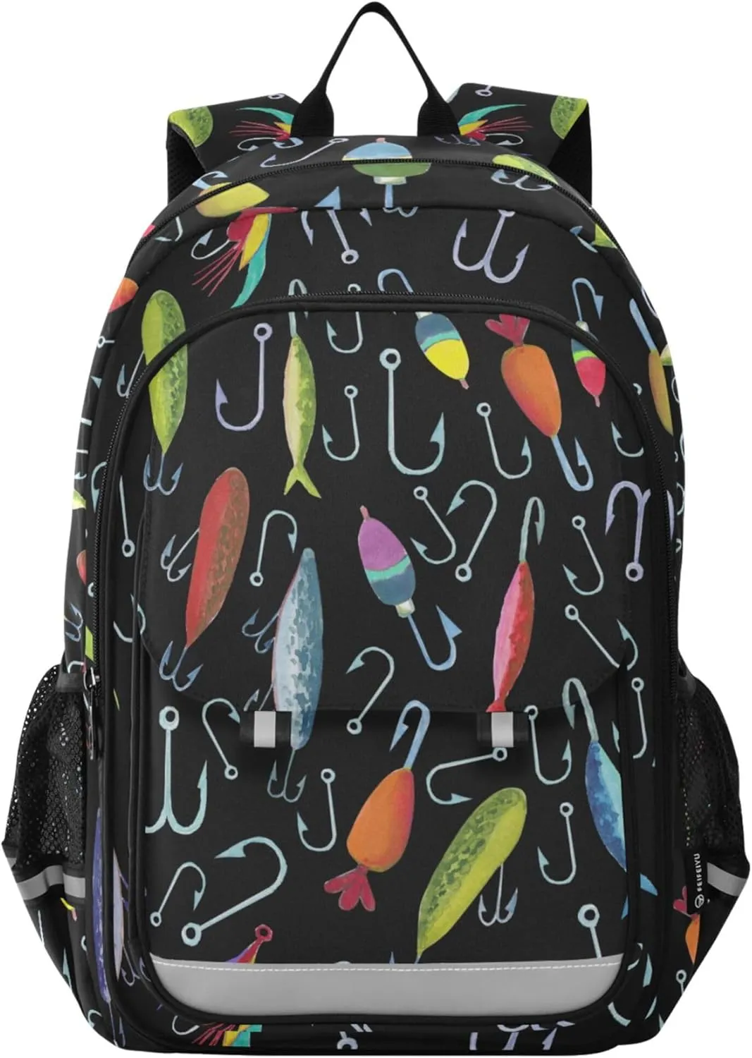 Fisyme Fishing Fish Hooks School Backpack Laptop Backpack Bags Bookbag Travel Casual Computer Notebooks Daypack