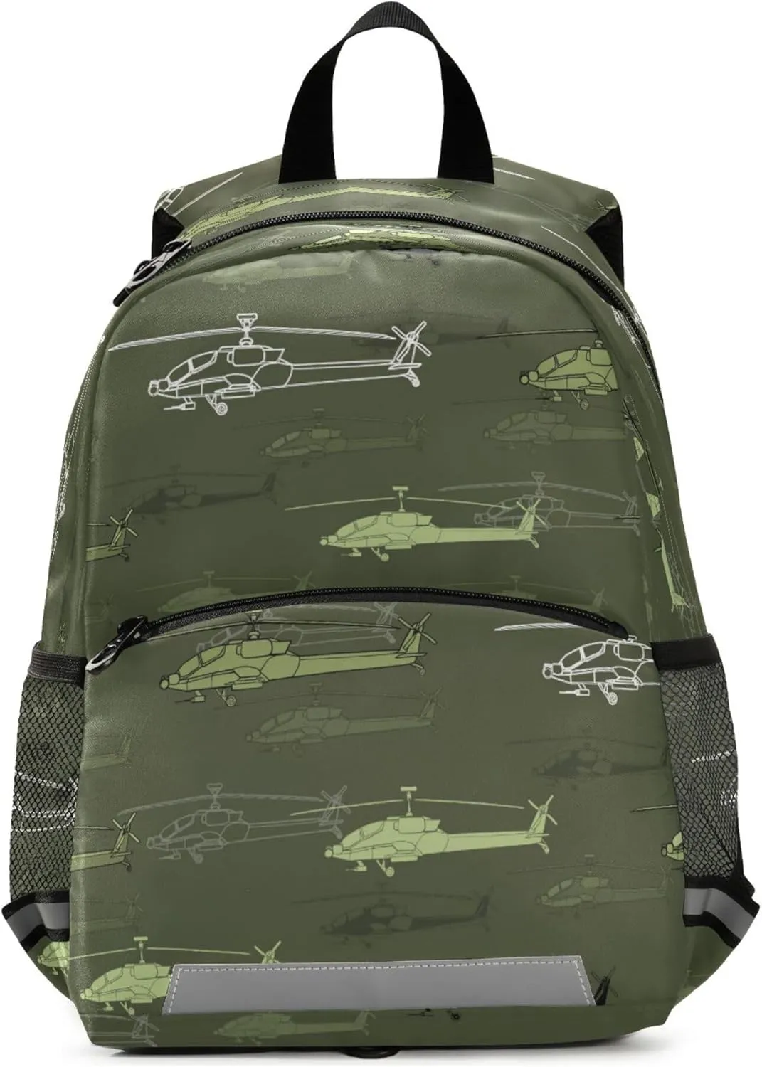 Fisyme Helicopters Green Backpack Schoolbag Kids Daypack Toddler Travel School Bag Small Backpacks for Kindergarten Preschool Nursery Boys Girl