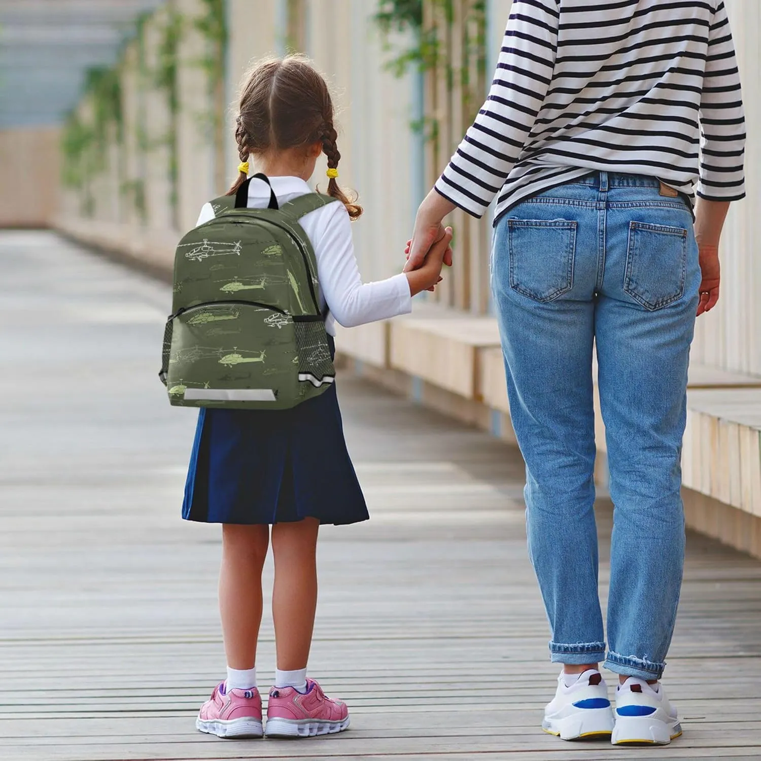 Fisyme Helicopters Green Backpack Schoolbag Kids Daypack Toddler Travel School Bag Small Backpacks for Kindergarten Preschool Nursery Boys Girl