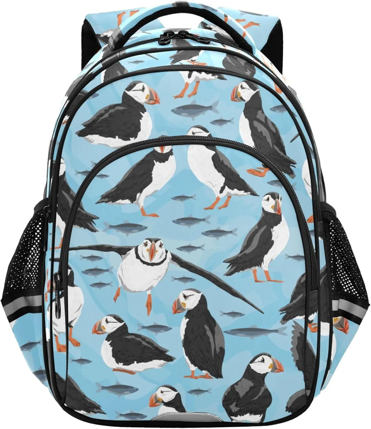 Fisyme Puffins Birds Backpack Laptop Back Pack Daycare Bag Bookbag Travel School Backpacks Medium