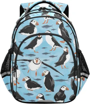 Fisyme Puffins Birds Backpack Laptop Back Pack Daycare Bag Bookbag Travel School Backpacks Medium