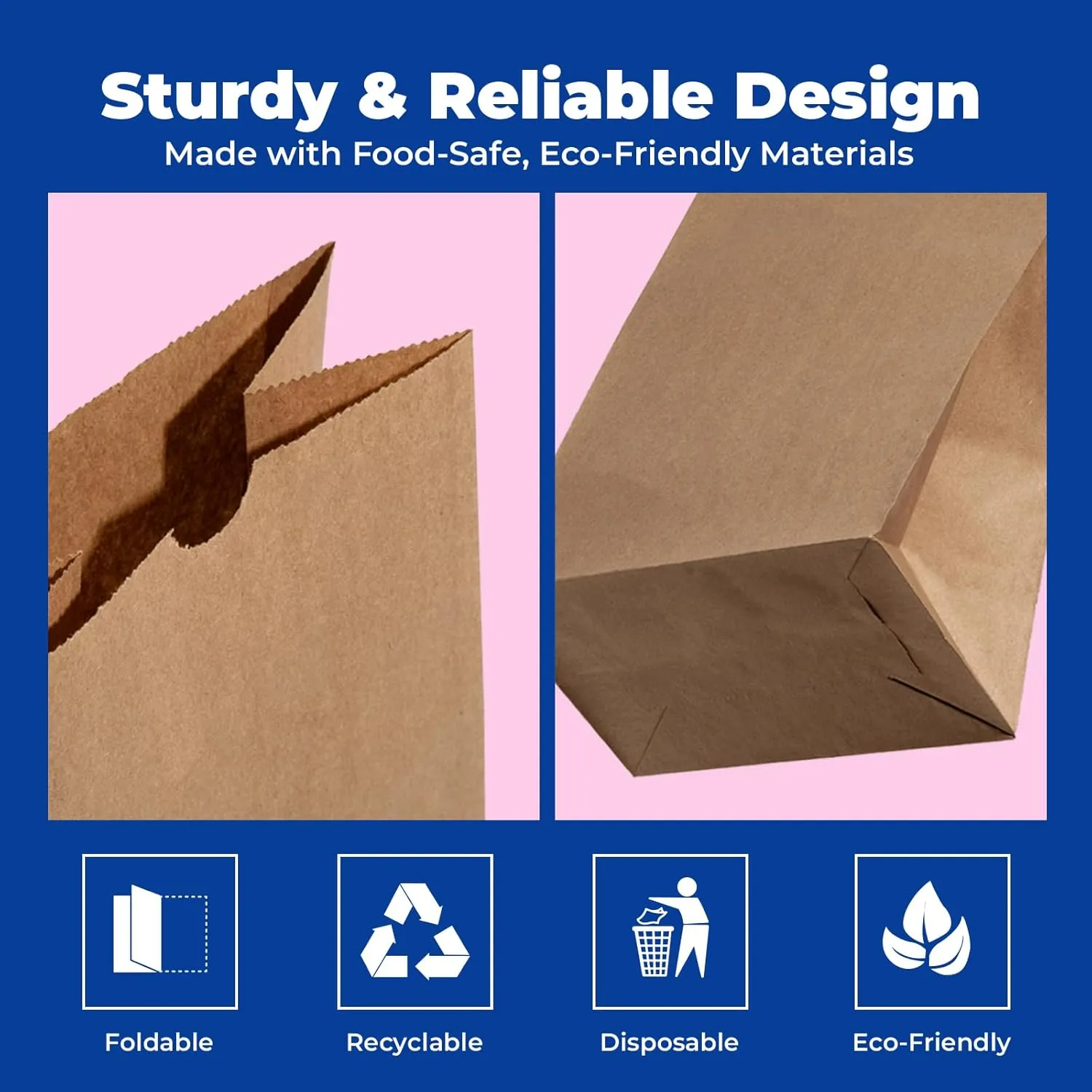 Fit Meal Prep 150 Pack 12 lb Brown Paper Lunch Bags, 13 x 7 x 4.5" Durable Paper Bags Bulk for Packing, Delivery, Take Out, Grocery, Retail Shopping, Premium Kraft Sack for Snacks, Bakery