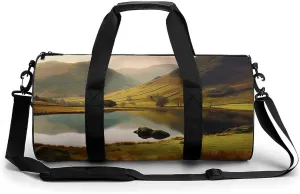 Fitness Bag, Lake District National Park Print Reusable Gym Bag Sports Travel Fitness Bag Essentials Gym Bag with Shoe Compartment, 17.7in/9in/9in, style