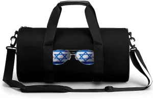 Flag Israel Glasses Gym Bag Lightweight Duffel Bag Workout Bag Overnight Backpack Travel Bags for Men Women