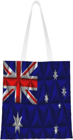 Flag of Australia With Polygon Effect Tote Bag for Women Canvas Shopping Bags Reusable Large Capacity Casual Shoulder Handbags Grocery Bags DIY Gift Bags