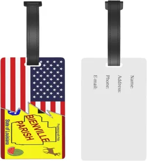 Flag of Bienville Parish, Louisiana and America Luggage Tags for Suitcases Travel Tags ID Labels for Women Men Travel Bag Luggage Accessories