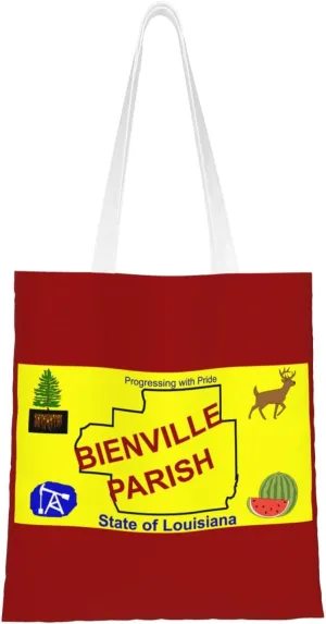 Flag Of Bienville Parish, Louisiana Tote Bag for Women Canvas Shopping Bags Reusable Large Capacity Casual Shoulder Handbags Grocery Bags DIY Gift Bags