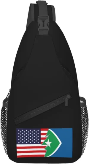 Flag Of Cedar Rapids, Iowa And America Crossbody Bags For Women Men Chest Backpack Gym Shoulder Bag Travel Outdoor Sports Casual Crossbody Bags