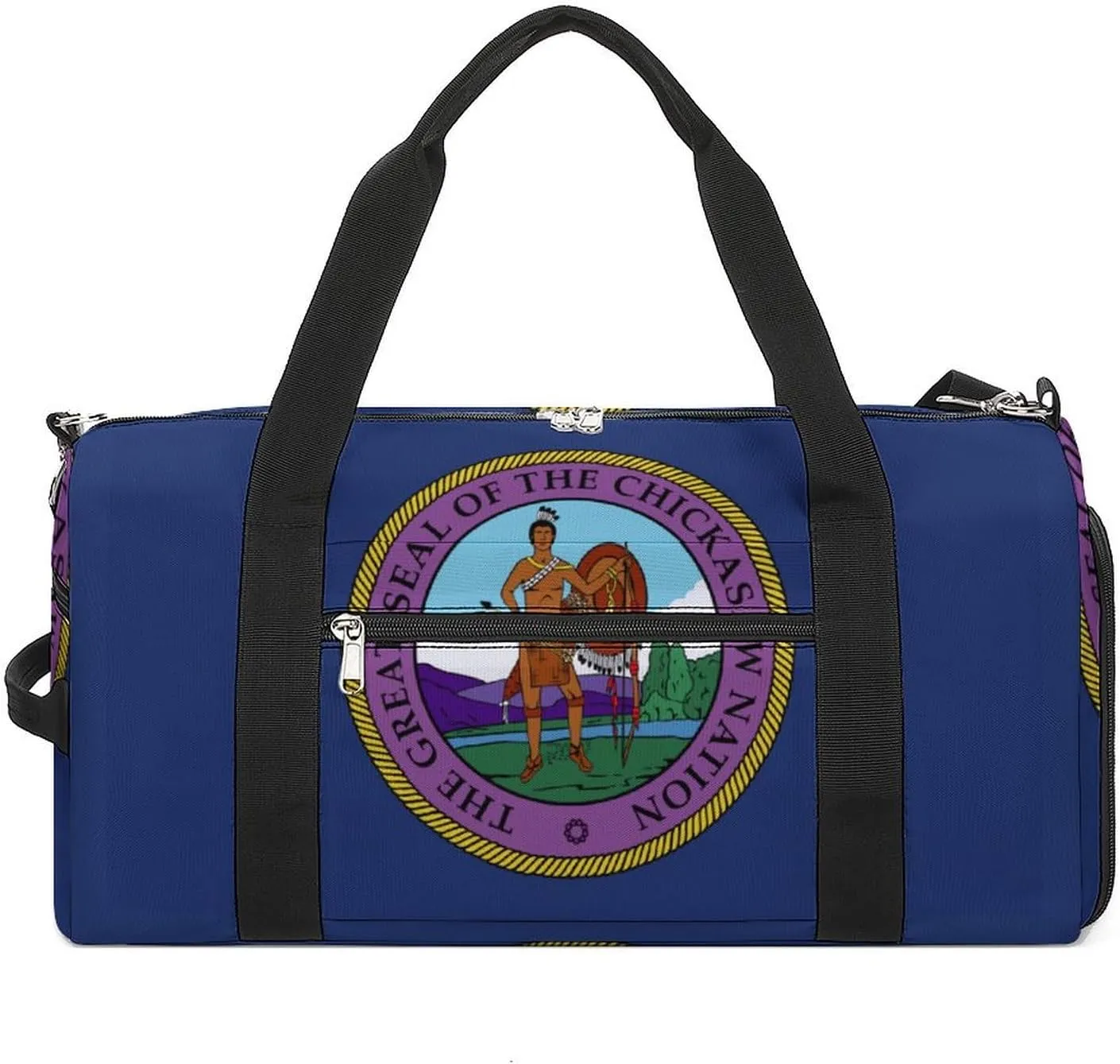 Flag of Chickasaw Nation Funny Gym Bag Travel Tote Bag Duffel Bag with Shoe Compartment for Weekender Sports Vacation