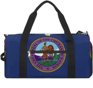 Flag of Chickasaw Nation Funny Gym Bag Travel Tote Bag Duffel Bag with Shoe Compartment for Weekender Sports Vacation