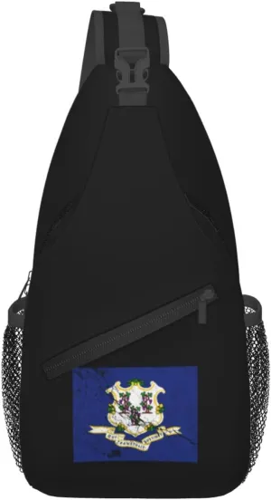 Flag Of Connecticut Texture Effect Crossbody Bags For Women Men Chest Backpack Gym Shoulder Bag Travel Outdoor Sports Casual Crossbody Bags