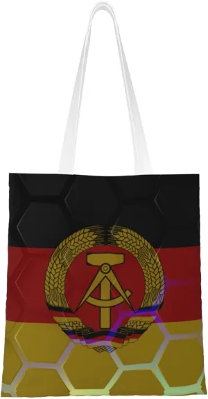 Flag Of East Germany Tote Bag for Women Canvas Shopping Bags Reusable Large Capacity Casual Shoulder Handbags Grocery Bags DIY Gift Bags