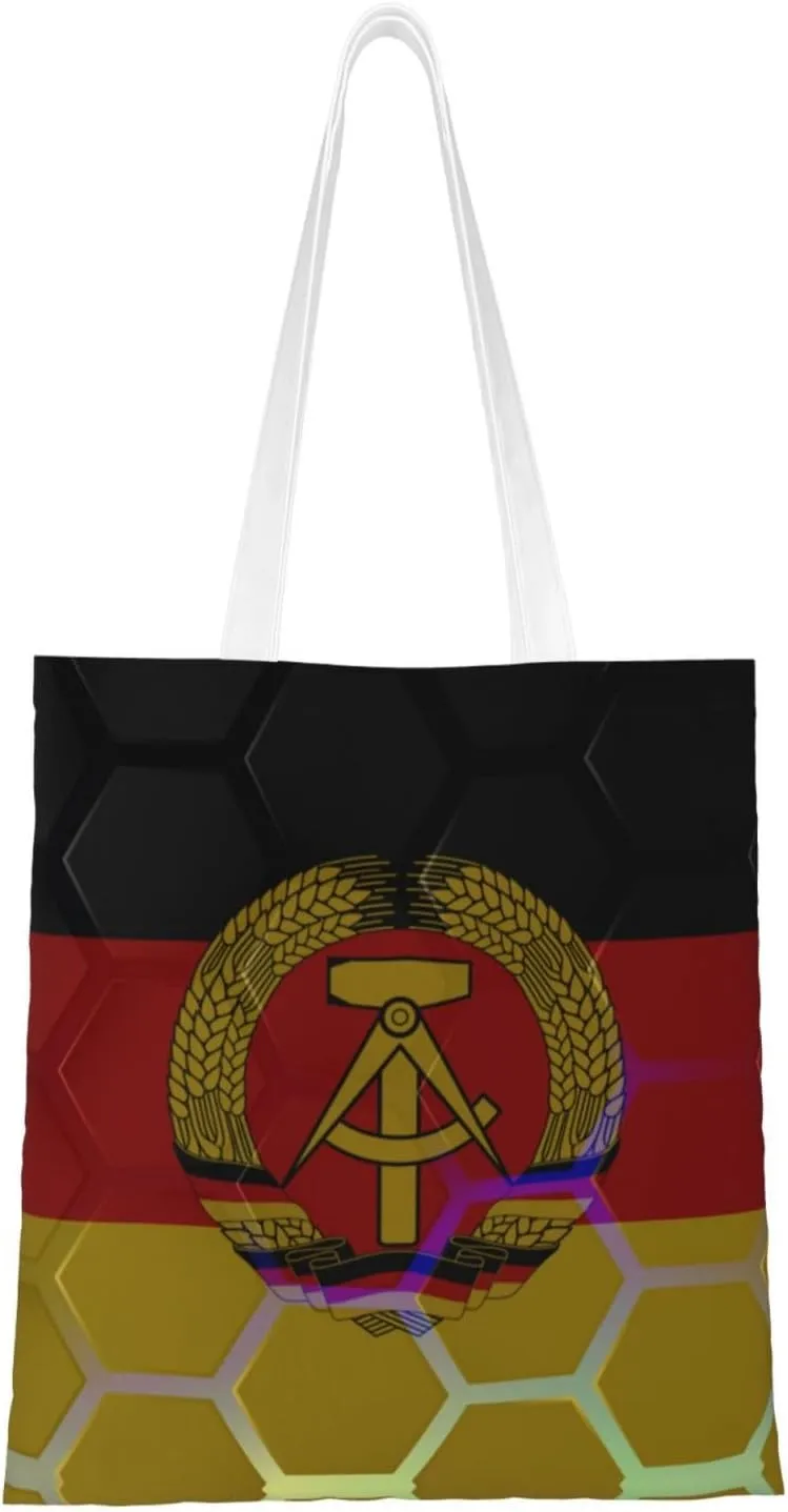 Flag Of East Germany Tote Bag for Women Canvas Shopping Bags Reusable Large Capacity Casual Shoulder Handbags Grocery Bags DIY Gift Bags