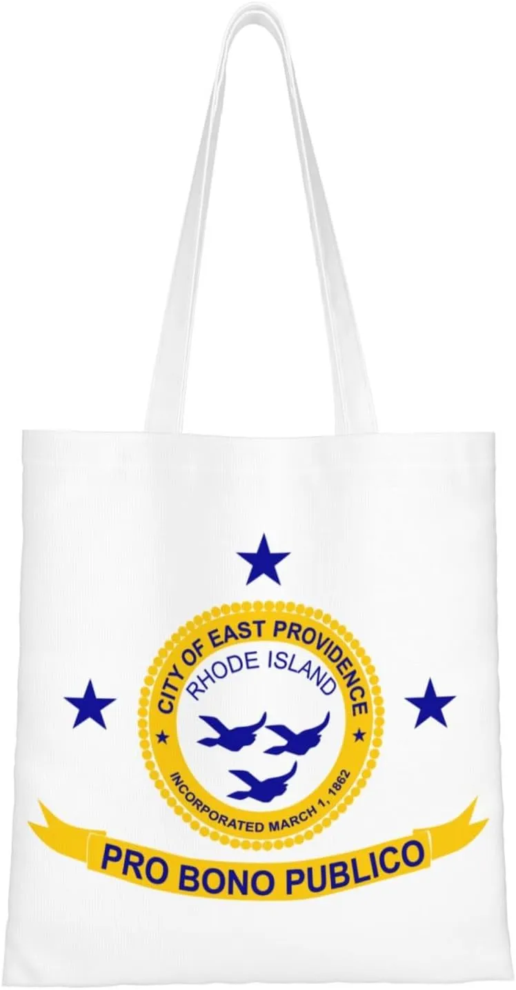 Flag Of East Providence, Rhode Island Tote Bag for Women Canvas Shopping Bags Reusable Large Capacity Casual Shoulder Handbags Grocery Bags DIY Gift Bags