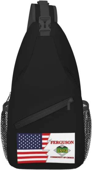 Flag Of Ferguson, Missouri And America Crossbody Bags For Women Men Chest Backpack Gym Shoulder Bag Travel Outdoor Sports Casual Crossbody Bags