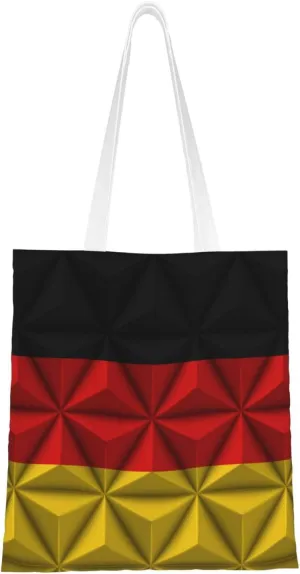 Flag of Germany With Polygon Effect Tote Bag for Women Canvas Shopping Bags Reusable Large Capacity Casual Shoulder Handbags Grocery Bags DIY Gift Bags