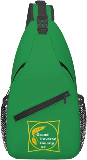 Flag Of Grand Traverse County, Michigan Crossbody Bags For Women Men Chest Backpack Gym Shoulder Bag Travel Outdoor Sports Casual Crossbody Bags