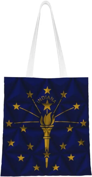 Flag of Indiana With Polygon Effect Tote Bag for Women Canvas Shopping Bags Reusable Large Capacity Casual Shoulder Handbags Grocery Bags