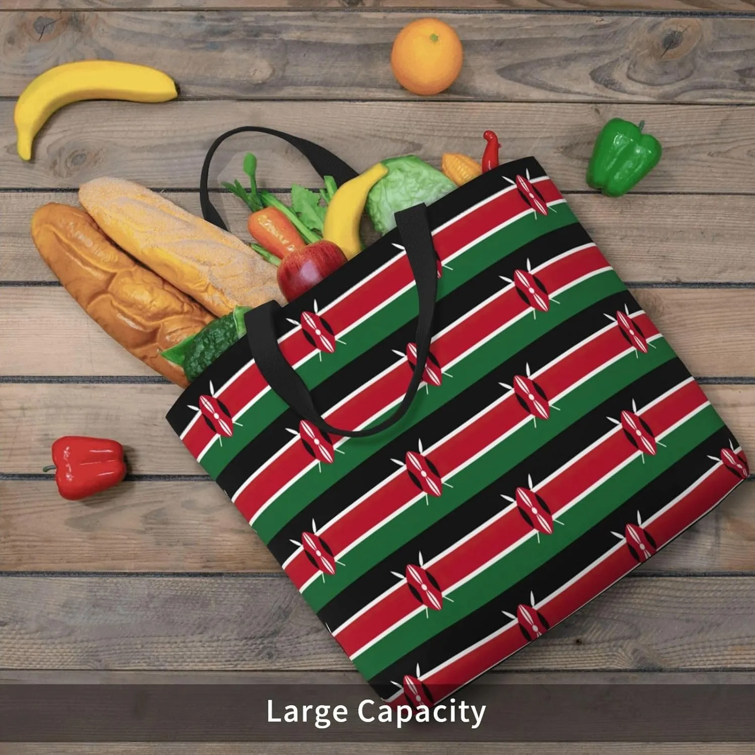 Flag Of Kenya Tote Bags For Women Polyester Tote Purse With Pockets Top Handle Satchel Bags For Work
