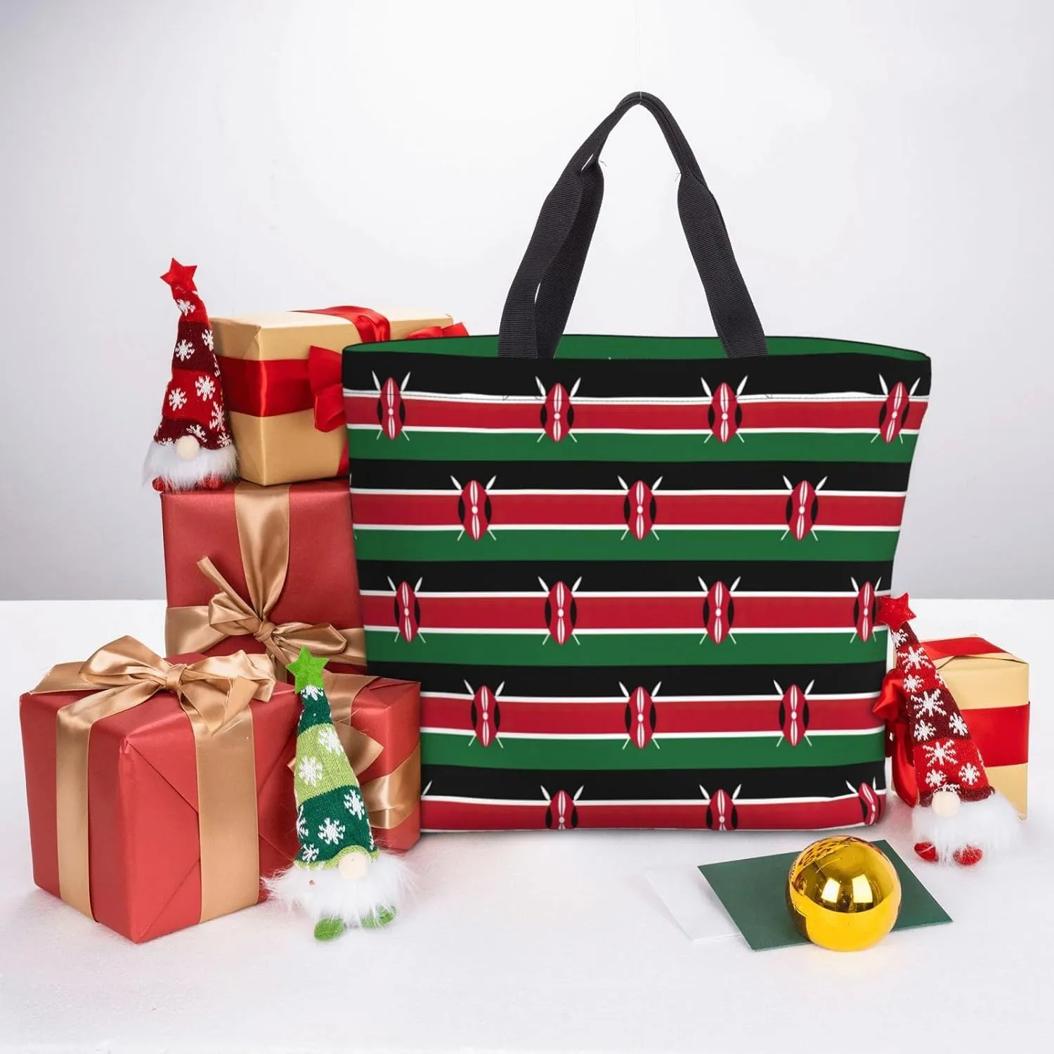 Flag Of Kenya Tote Bags For Women Polyester Tote Purse With Pockets Top Handle Satchel Bags For Work