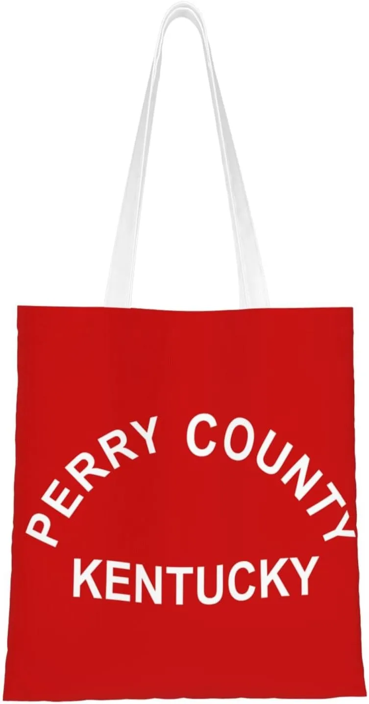 Flag Of Perry County, Kentucky Tote Bag for Women Canvas Shopping Bags Reusable Large Capacity Casual Shoulder Handbags Grocery Bags DIY Gift Bags