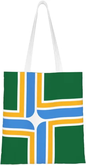 Flag Of Portland, Oregon Tote Bag for Women Canvas Shopping Bags Reusable Large Capacity Casual Shoulder Handbags Grocery Bags DIY Gift Bags