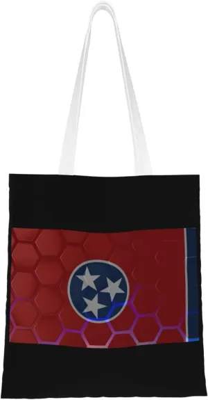 Flag Of Tennessee Tote Bag for Women Canvas Shopping Bags Reusable Large Capacity Casual Shoulder Handbags Grocery Bags