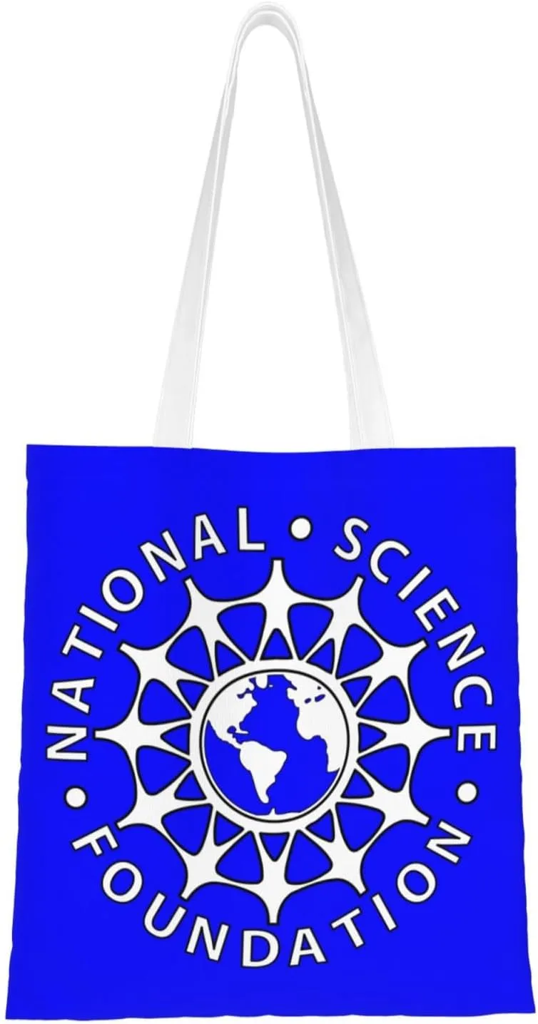 Flag of the National Science Foundation Tote Bag for Women Canvas Shopping Bags Reusable Large Capacity Casual Shoulder Handbags Grocery Bags DIY Gift Bags