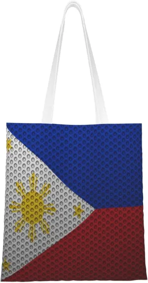 Flag Of The Philippines Tote Bag for Women Canvas Shopping Bags Reusable Large Capacity Casual Shoulder Handbags Grocery Bags