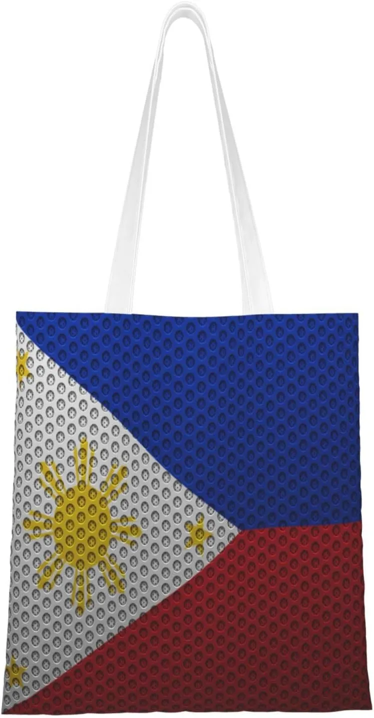 Flag Of The Philippines Tote Bag for Women Canvas Shopping Bags Reusable Large Capacity Casual Shoulder Handbags Grocery Bags